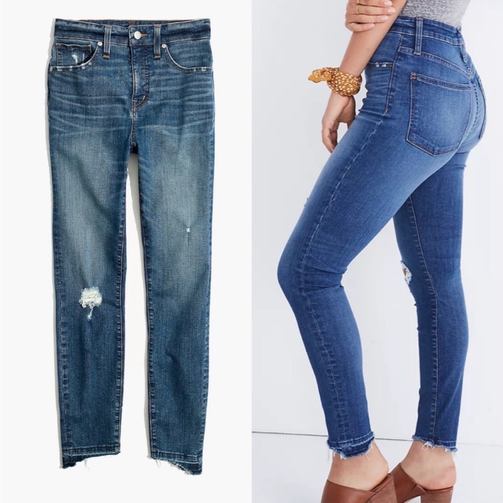 Madewell curvy high rise skinny drop step hem